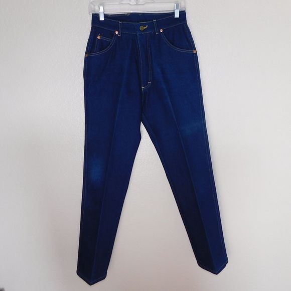 Vintage 70s Lee Riders Jeans Size 12 Med Made in USA Indigo Denim Pants 5 Pocket - Picture 1 of 16